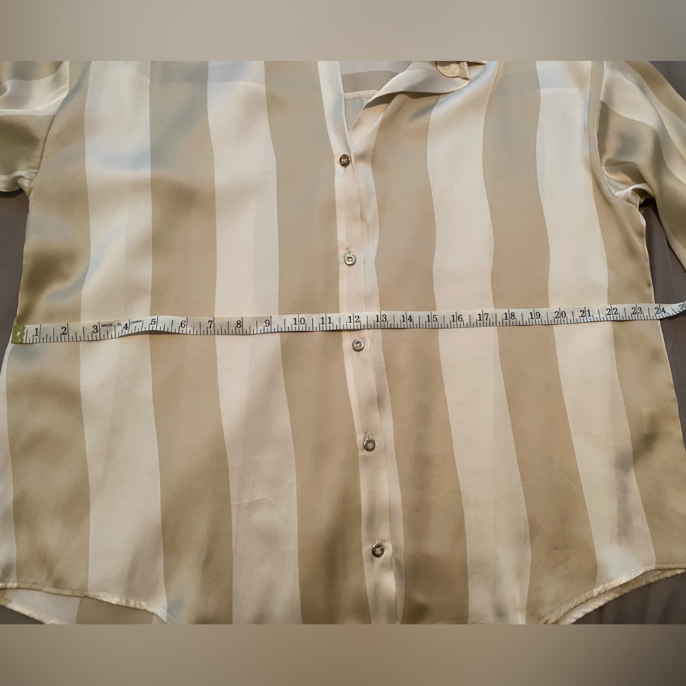 Zara Satin Effect Striped Button-Up Women's Top - Picture 6 of 7